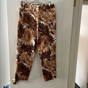 Floral Brown Ankle Pants